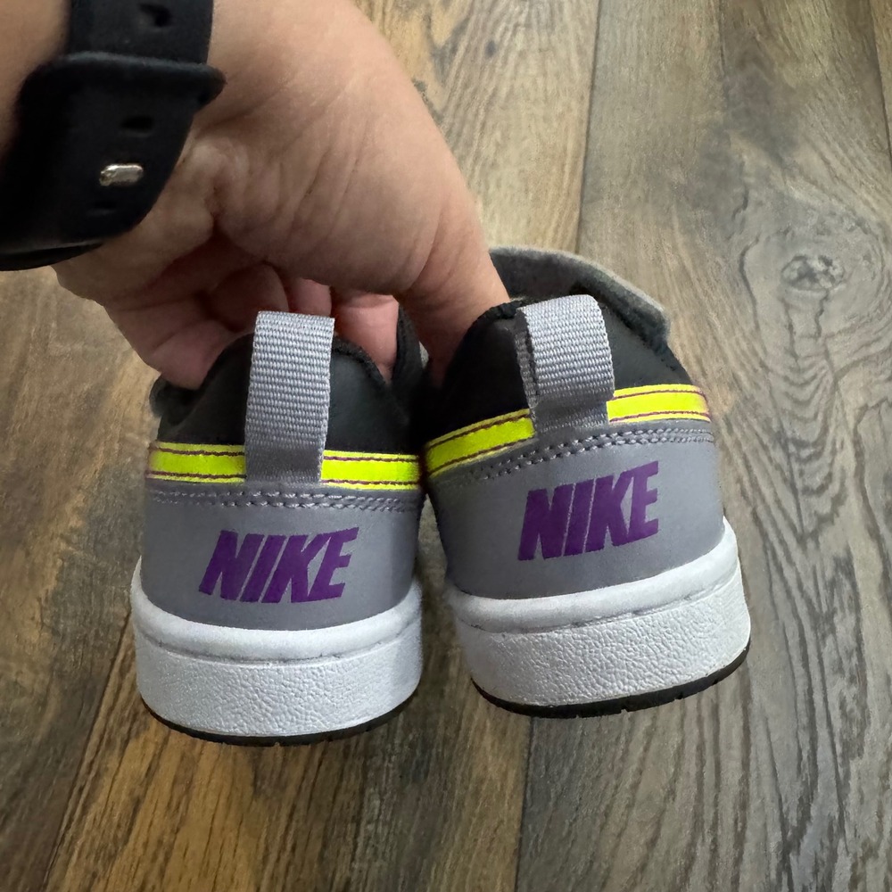 Nike Court Borough Low 2 Kids Size 12C Shoes Black Grey Iridescent Sneakers - Picture 7 of 9